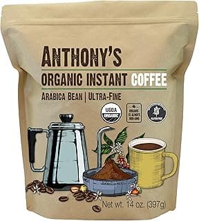 Anthony's Organic Instant Coffee,14oz, Ultra Fine Microground, Gluten Free, Arabica, Non GMO