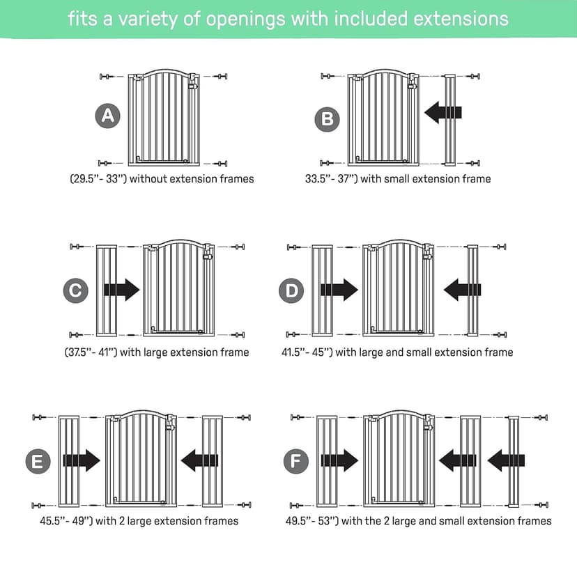Summer Infant Extra Tall & Wide Safety Pet and Baby Gate, 29.5"-53" Wide, 38" Tall, Pressure or Hardware Mounted, Install on Wall or Banister in Doorway or Stairway, Auto Close Walk-Thru Door - Gray