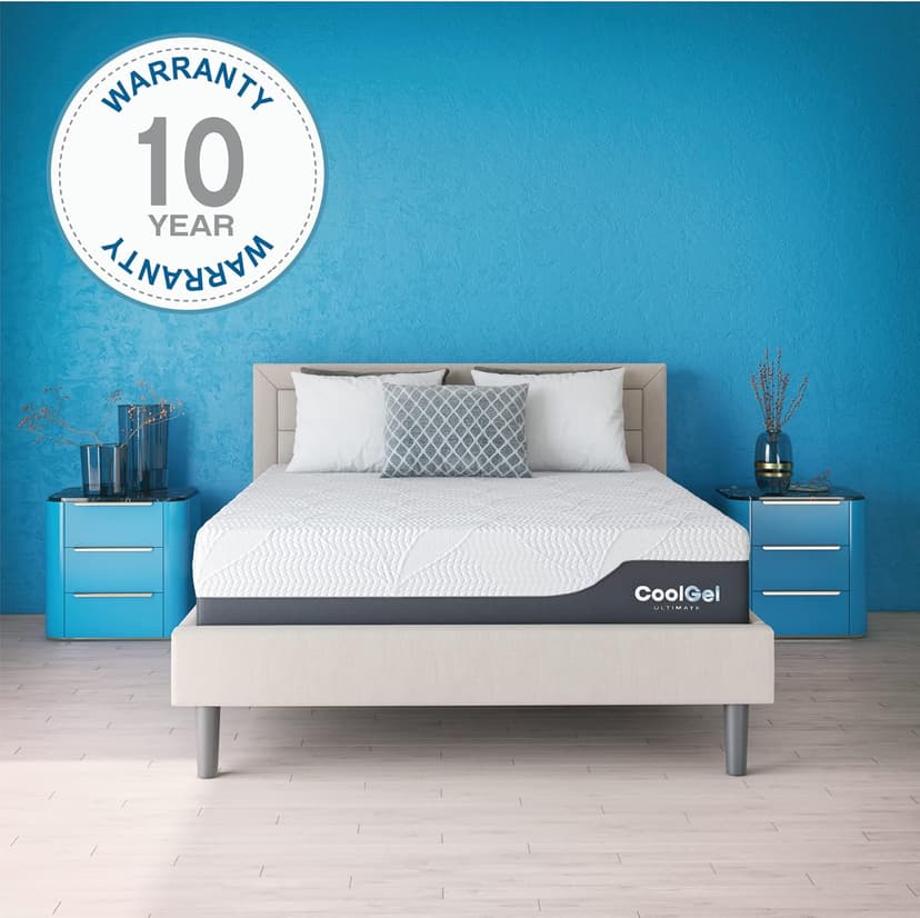 Cool Gel Chill 14 Inch Medium Firm Memory Foam Mattress Queen Size, with 2 Bonus CoolGel Memory Foam Bed Pillows, 14" with Pressure Relief, CertiPUR-US Certified, Cooling Queen Mattress in a Box