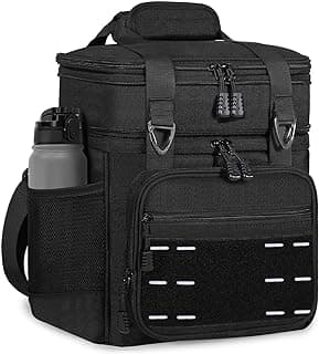 Lunch Box Cooler Bag - Tactical Insulated Lunchbox for Men - Large Soft Expandable Lunch Pail for Adults Work Outdoor Shifts Trips Black 16L