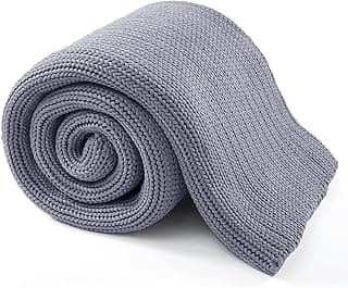 Guohaoi Knitted Weighted Blanket(Light Grey 60"x80" 15lbs),Home Décor Cooling Throw Blanket for Hot Sleepers,Hand Made Chunky Knit Heavy Blanket for Adults Use on Queen/King Size Bed