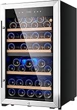Wine Refrigerators,52-bottle Wine Fridge Cooler Freestanding Wine Refrigerator,(Bordeaux 750ml) Dual Zone Compressor Wine Cellar Chiller
