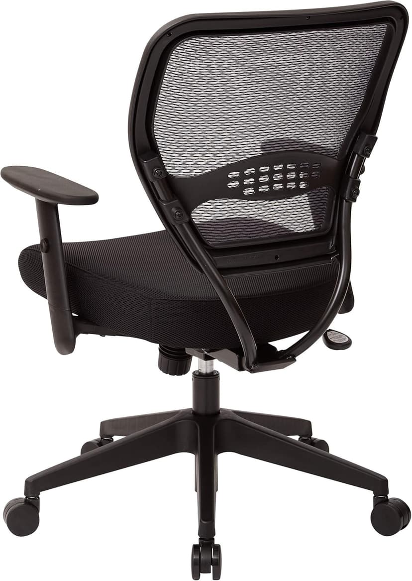 Space Seating 55 Series Professional Dark Air Grid Back Adjustable Office Desk Chair with Built-in Lumbar Support, Black Mesh