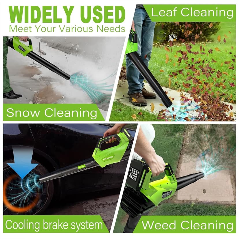 2025 Upgrade Leaf Blower, Leaf Blower Cordless with 2*2.6AH Batteries and Fast Charger, 450CFM &150MPH and 2 Speed Mode, Lightweight Electric Leaf Blowers for Lawn,Yard, Leaves, Dust,Snow Care(Green)