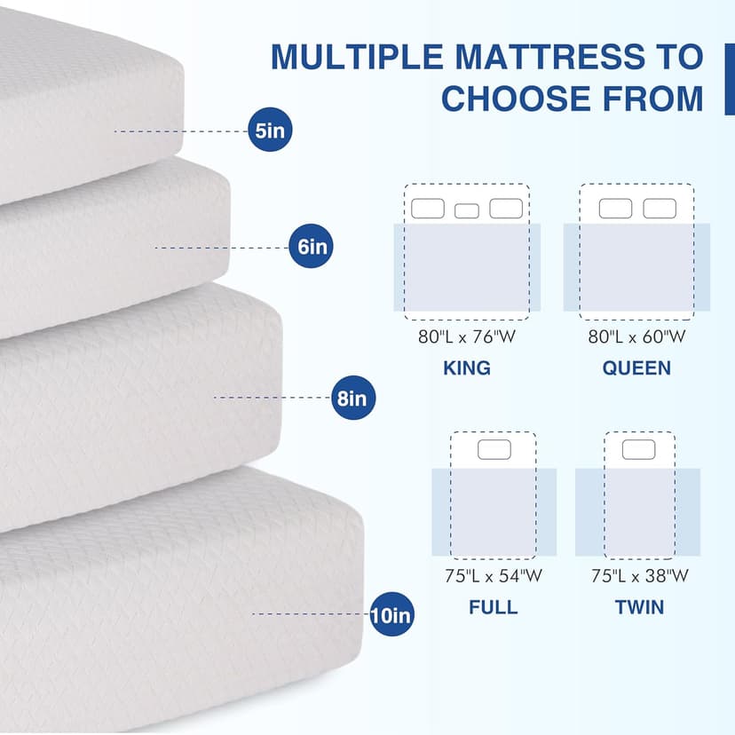 Twin Mattress, 8 Inch Memory Foam for Kids, Cooling Green Tea Gel, Fiberglass Free Comfortable Cover, Medium Firmness, Mattress in a Box, Foam Made in USA, CertiPUR-US Certified