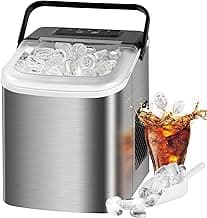 MAXEVE Ice Maker Countertop, 34LBs/24H Ice Machine, 2 Bullet Size, Fast Making 9Cubs in 5 Mins, Portable Ice Maker Machine with Self Cleaning, Ice Basket, Ice Scoop for Home/Office/Bar (Silver)