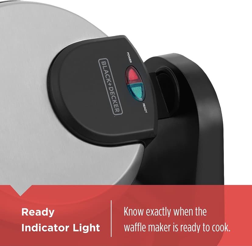 BLACK+DECKER Flip Waffle Maker, WM1404S, 7" Round Belgian Waffles, Ready Light Indicator