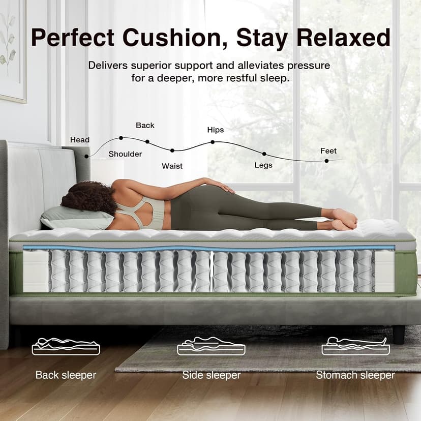 Novilla Hybrid King Mattress, 12 Inch King Size Hybrid Mattress in a Box with Individually Wrapped Coils & Euro Top for Pressure Relief & Motion Isolation & Cool Night Sleep, CertiPUR-US Certified