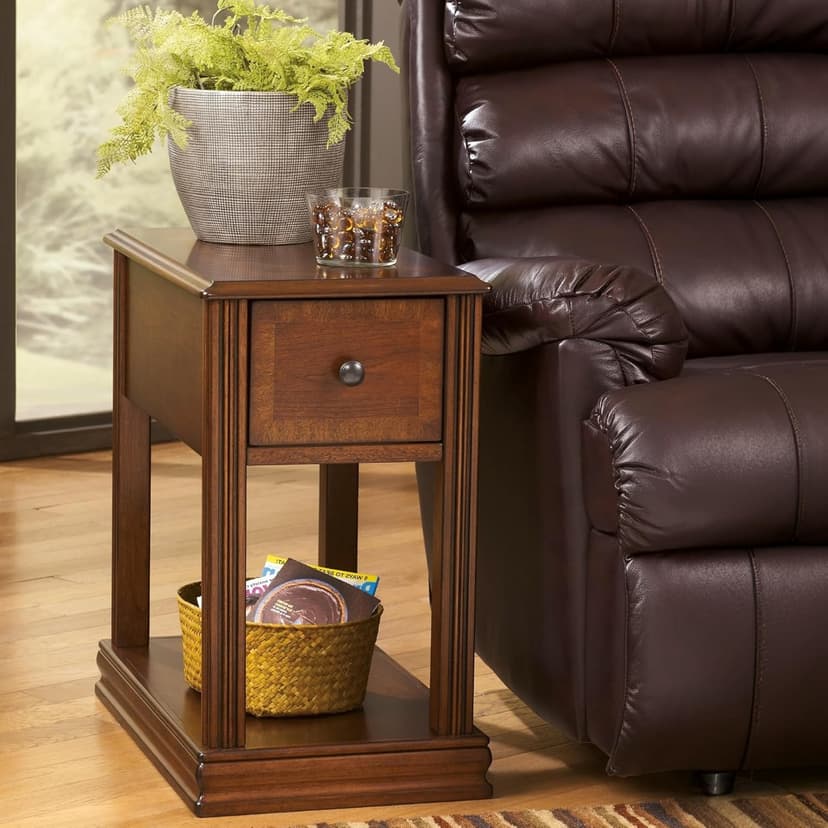 Signature Design by Ashley T007-527 Chair Side End Table, 24.50" W x 17.00" D x13.50 H, Medium Brown