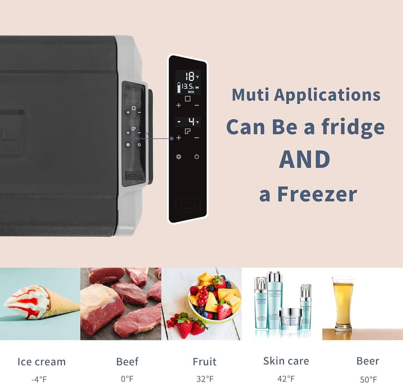 Alpicool T36 Dual Temperature Control 12 Volt Refrigerator 38 Quart Portable Car Fridge Freezer (-4°F~68°F) for Truck, RV, Boat, Camping and Travel