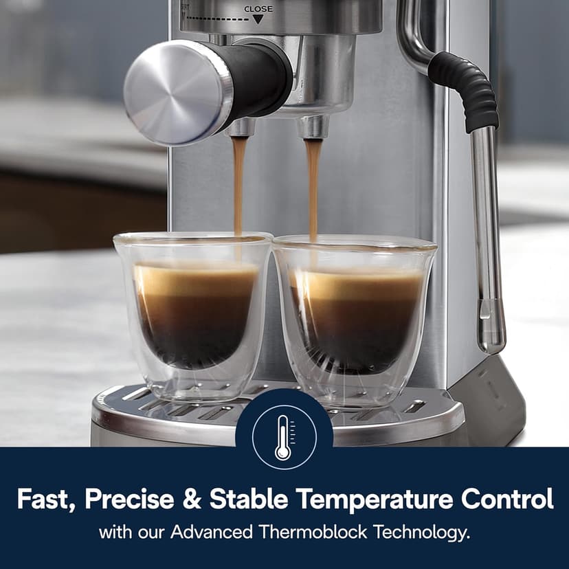 De'Longhi Dedica Duo Compact Espresso Machine - Stainless Steel Coffee Maker with Milk Frother Wand- for Espresso, Cold Brew, Hot & Iced Coffee, Cappuccinos, Lattes & Home Barista Brewing