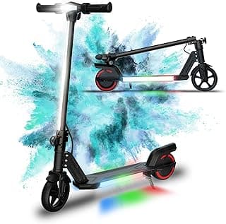 Foldable Electric Scooter for Kids, with Bright Front LED Lights,Shining Pedal Lights, LED Display, Dual Brakes 150W Motor Kids Electric Scooter, UL2272 Certified