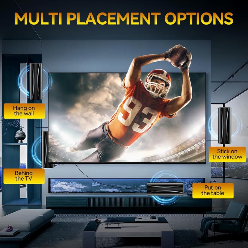 2200+ Miles Range TV Antenna, Strongest Digital TV Antenna Indoor with Amplifier Signal Booster, Portable HDTV Antennas for Smart Tv and Old TVs for Local Channels-38ft Coax Cable-Support 8K 4K 1080p