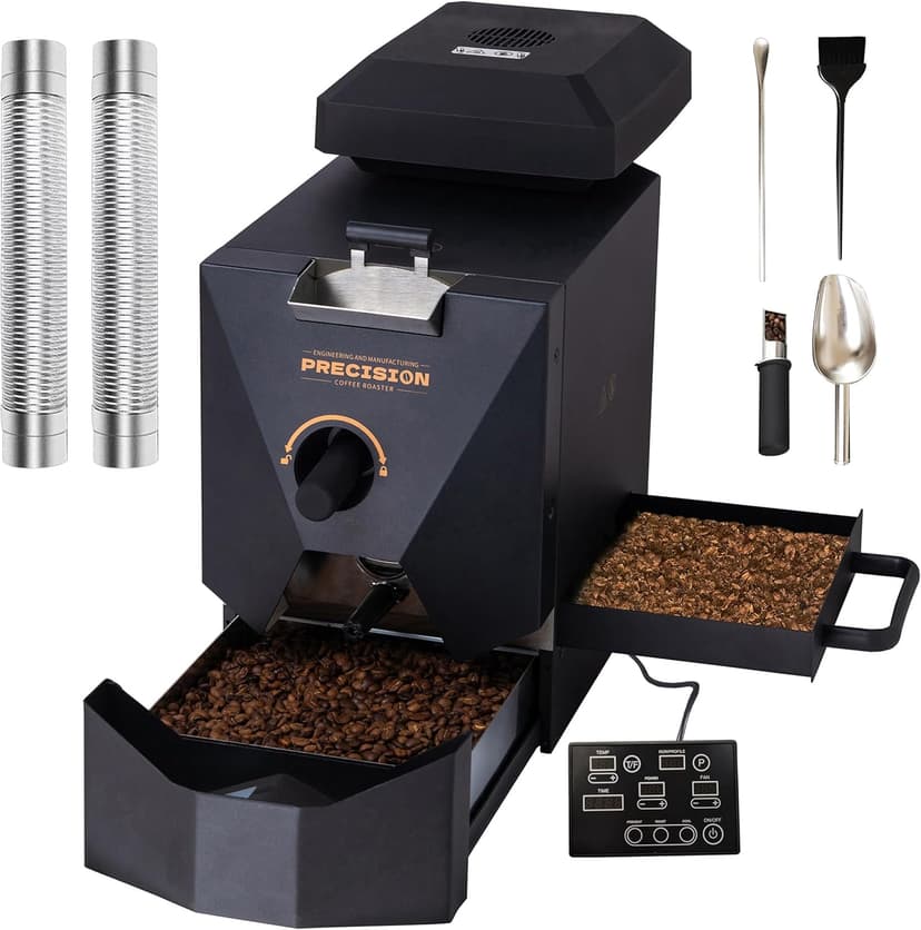 1Pound Electric Coffee Roaster, Automatic Roasting And Easy Operation, With A Smoke Filter(Suitable for light roasting), 2 Chimney Tube, And Chaff Collector.