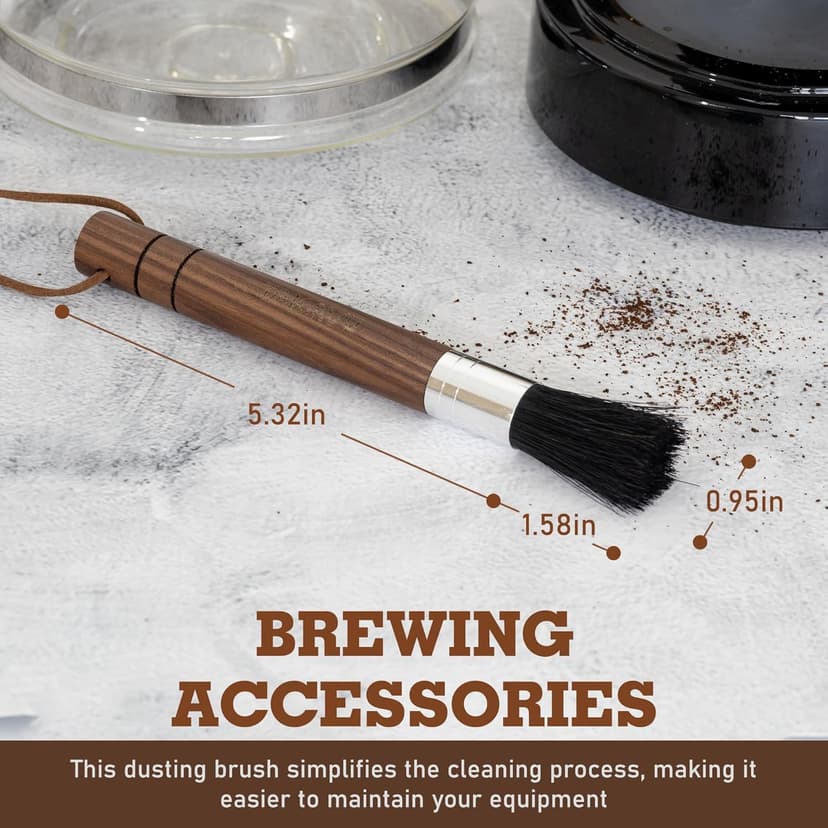 Takavu Coffee Grinder Cleaning Brush, Barista Brush with Black Boar Bristle, Espresso Machine Cleaner Tool, Brista Dusting Accessories Used on Group Heads, Shower Screen, Portafilter, Scoop, Tamper