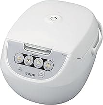 Tiger JBV-A10U 5.5-Cup (Uncooked) Micom Rice Cooker and Warmer with Tacook Food Steamer Cooking Tray Technology, White
