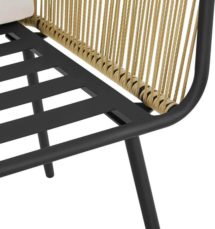 Yaheetech 3 Piece Patio Rattan Bistro Set, Outdoor All Weather PE Wicker Conversation Furniture Set with 2 Chairs & Tempered Glass Top Table & Cushions, for Poolside/Porch/Garden/Yard, Tan/Cream