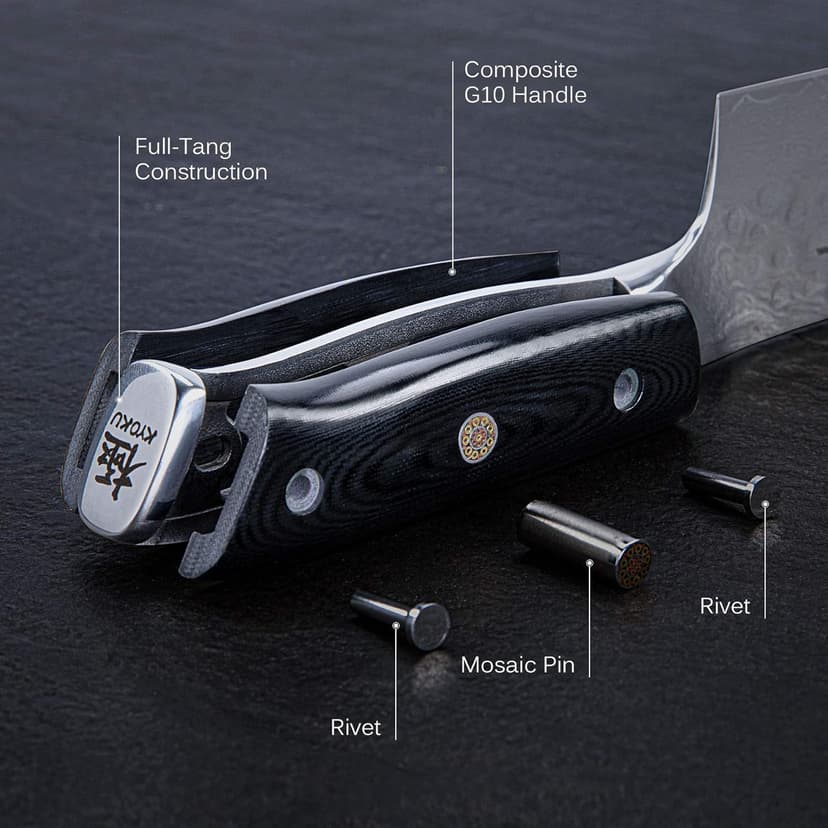 KYOKU Chef Knife - 8"- Shogun Series Japanese VG10 Steel Core Hammered Damascus Blade Kitchen Knife - with Sheath & Case