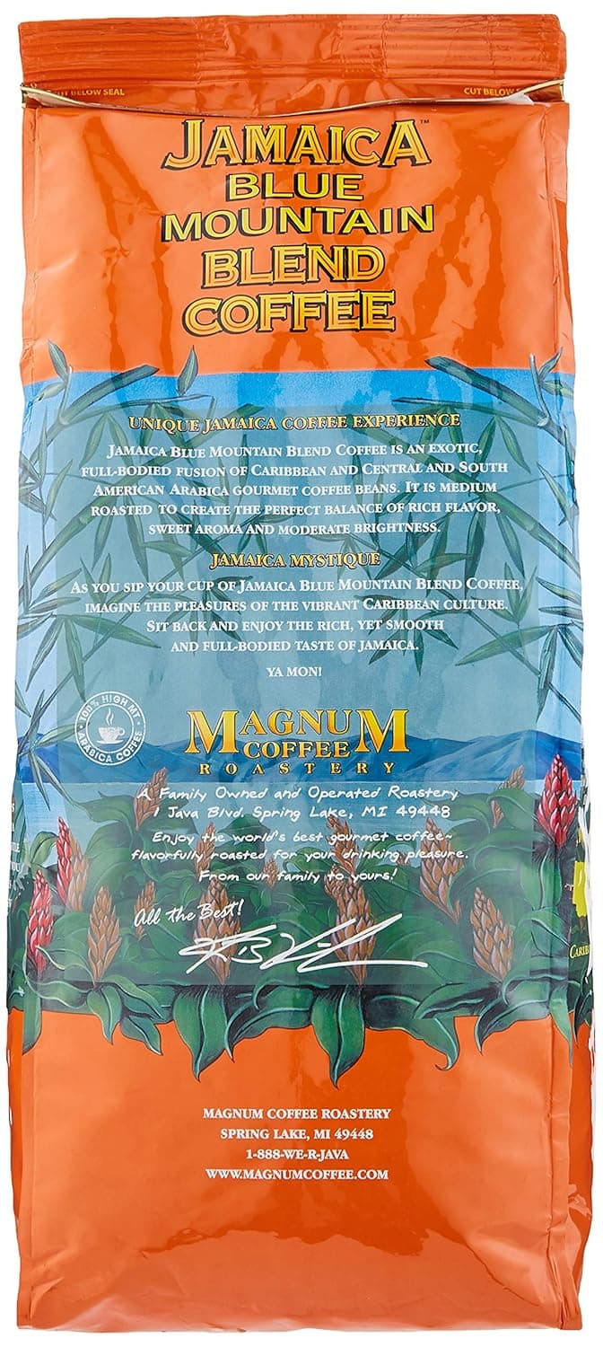 Magnum Jamaica Blue Mountain Coffee Blend - 2lbs Whole Bean (4 Pack)