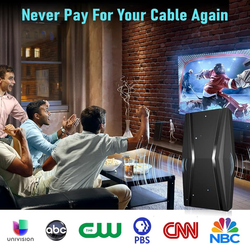 2200+ Miles Range TV Antenna, Strongest Digital TV Antenna Indoor with Amplifier Signal Booster, Long Range HDTV Antenna for Smart TV and Old TVs for Local Channels-42ft Coax Cable-Support 8K 4K 1080p