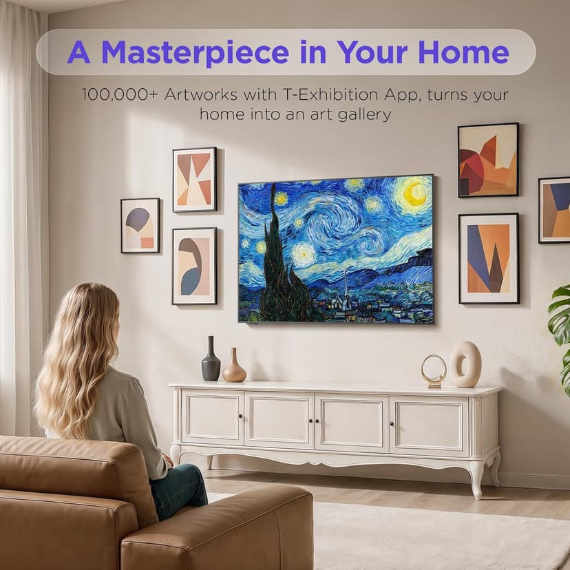 55-Inch Class QLED 4K Smart TV, Ultra-Slim Design Picture TV, 144Hz, HDR, Art Mode w/AI Art, Wide Color Gamut, Dolby Vision IQ, Dolby Atmos, Google Assistant Voice Remote(55F75, 2025 Model)
