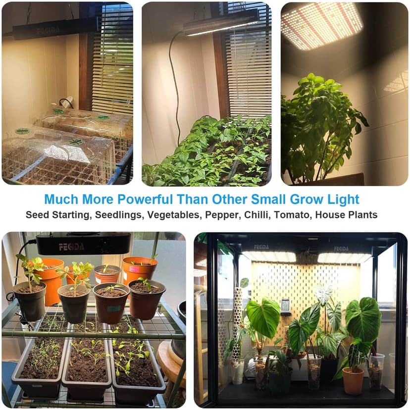 FECiDA LED Grow Light Dimmable 6000 Lumen 65 Watt, 2025 Best Grow Lights for Indoor Plants Full Spectrum, Hanging Seed Starting Seedlings Vegetable Growing Lamps, Daisy Chain Function, Built-in Fan