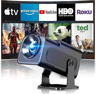Smart Mini Projector with WiFi and Bluetooth,4k Portable Projector, 180° Rotating Adjustment with Android, Home Videoprojector with Auto Keystone Correction , Black