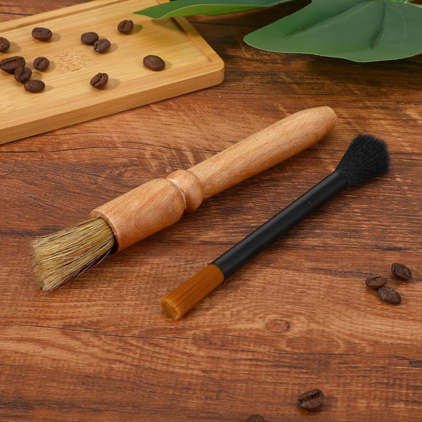 2 Pack Coffee Grinder Brush, Coffee Grinder Cleaning Brush Wooden Espresso Brushes Espresso Machine Cleaning Brushes Tool for Home Kitchen