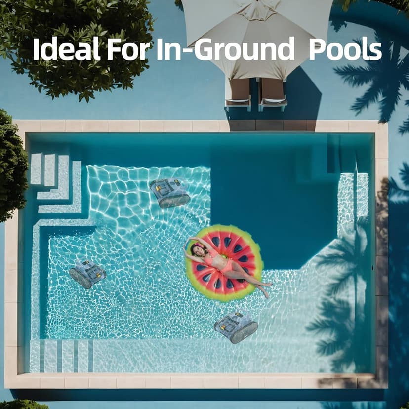 (2025 New) Automatic Pool Vcuum, Cordless Robotic Pool Cleaner, Wall Climbing, Waterline Cleaning, 165 Min Runtime for Above Ground & Inground Pools Up to 2080 sq.ft