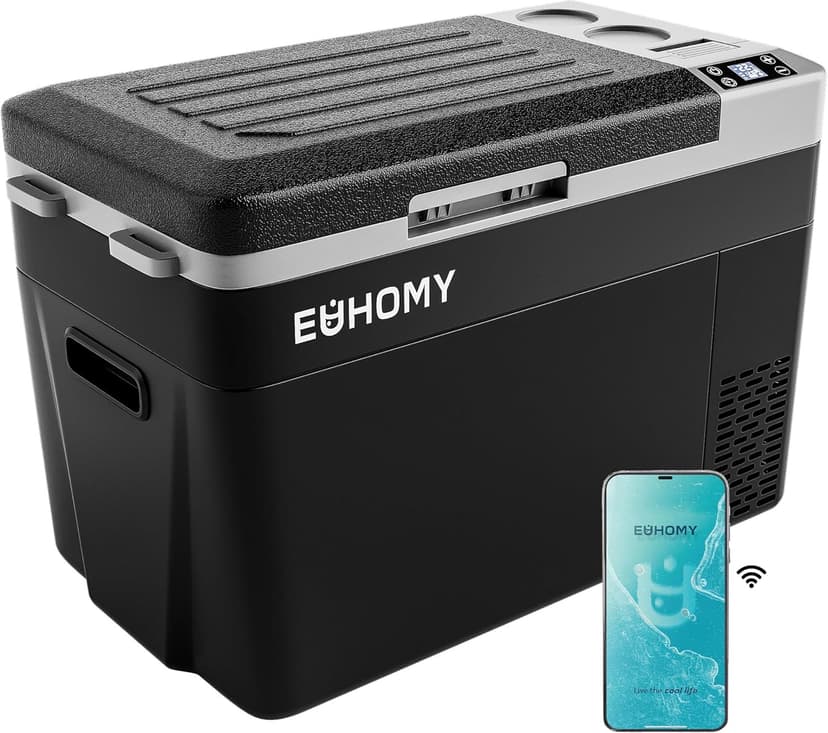 EUHOMY 12 Volt Refrigerator, 32QT(30L) Electric Cooler, Car Fridge APP Control, Car Refrigerator 12/24V DC 110-240V AC, Portable Freezer Usable Battery for Camping, Travel, Truck, Outdoor