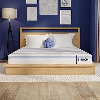 Vibe Gel Memory Foam Mattress, Fiberglass Free 8-Inch CertiPUR-US Certified Bed-in-a-Box, Twin, White