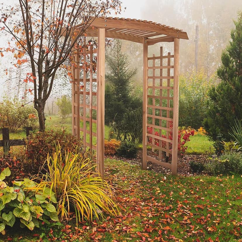 All Things Cedar PA96 Garden Arbor | 6-Ft Handcrafted Wooden Trellis for Climbing Plants Outdoor | Cedar Wedding Arches for Ceremony | Easy Assembly, Weather Resistant (71x35x87)