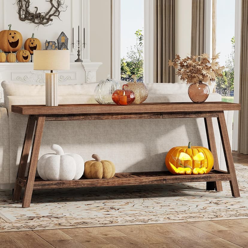 Tribesigns 70.86-Inch Console Table for Entyrway, Farmhouse 2-Tier Entry Entrance Table, Narrow Long Sofa Table Behind Couch, Rustic Brown