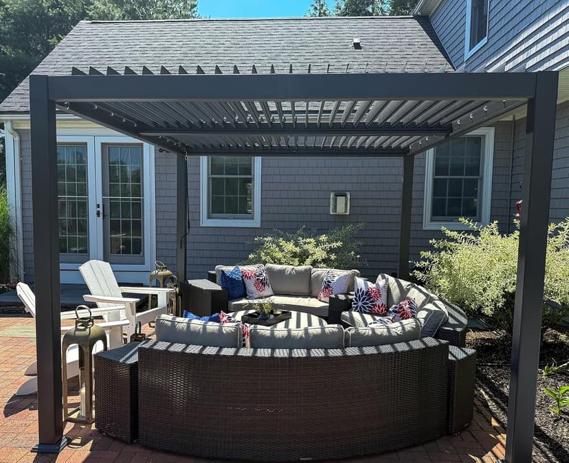 PURPLE LEAF Louvered Pergola 10' x 12' Patio Aluminum Pergola with Independent Adjustable Rainproof Roof Hardtop Small for Outdoor Deck Garden Yard