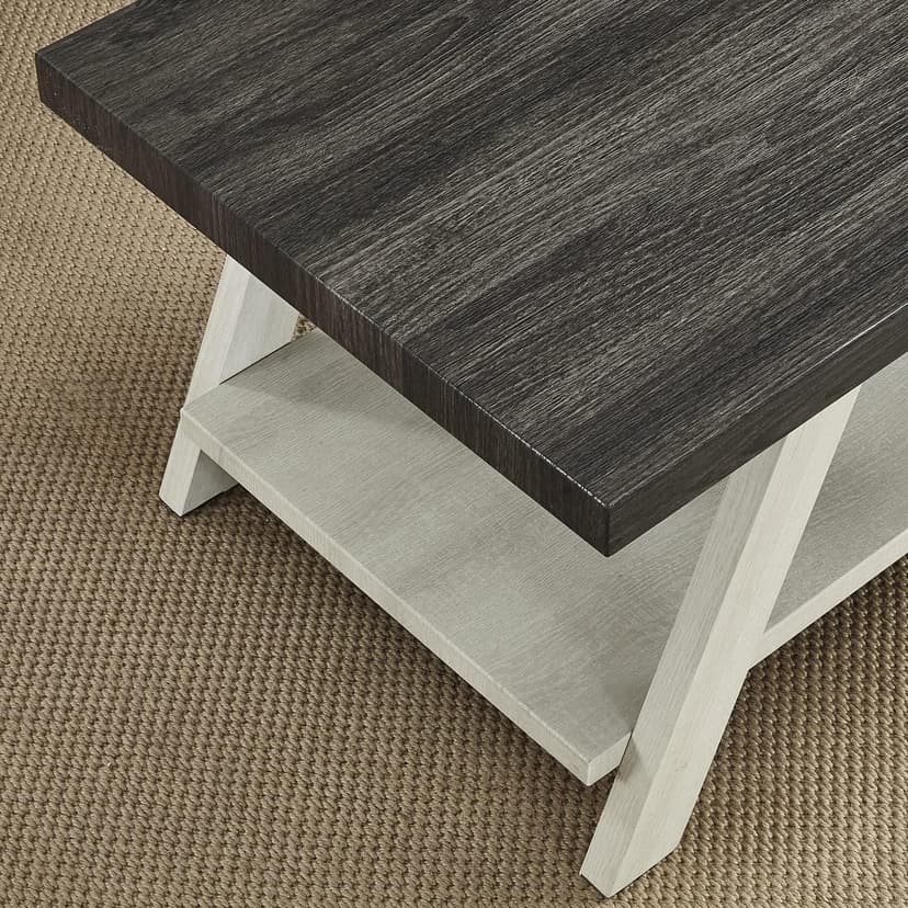 Roundhill Furniture Athens Contemporary Wood Shelf End Table, Weathered Walnut and Gray