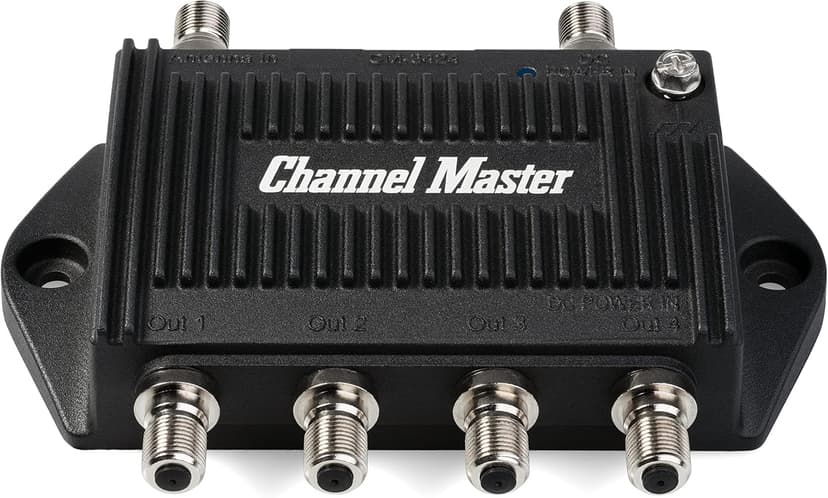Channel Master TV Antenna Booster 4-4-Port TV Antenna Distribution Amplifier, Built-in LTE Filter, 7.5dB Gain, Compatible with Non-Amplified TV Antennas, Increases Signal Strength, Indoor/Outdoor