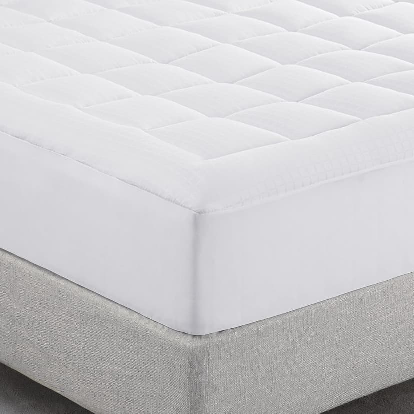 Serta ComfortSure King Mattress Cover, Fitted Pillow Top Mattress Pad, Super Soft and Breathable Quilted Cotton Protector with 18" Elastic Deep Pockets for Secure Fit, White