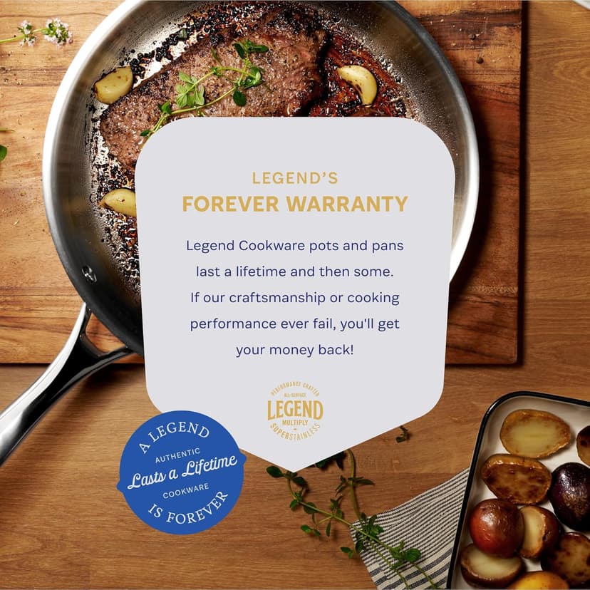 LEGEND COOKWARE Stainless Steel Cookware Set | 5 Ply, 14-Piece, Induction, Non-Toxic, Oven Safe | Best 18/8 Full Clad | Professional Kitchen Cooking, Heavy Chef Quality | PFOA, PTFE & PFOS Free