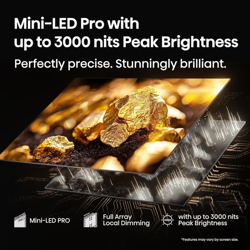 Hisense 55" Class U7 Mini-LED ULED 4K UHD Google Smart TV (55U75QG, 2025 Model) - QLED, Native 165Hz, VRR 288, Up to 3000 Nits, HDR10+, Dolby Vision IQ · Atmos, IMAX Enhanced, 2.1.2 Ch Surround