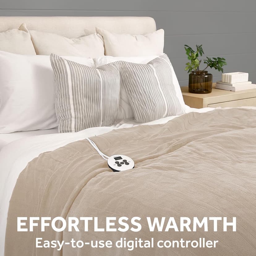 Sunbeam Royal Luxe Mushroom Heated Blanket - Full