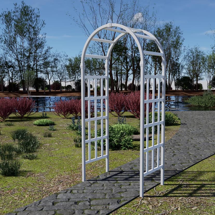 41" W x 86" H Vinyl Arbor, Vinyl Arch, Garden Arch Arbor for Outdoor, Yard, Garden, Climbing Plants - White