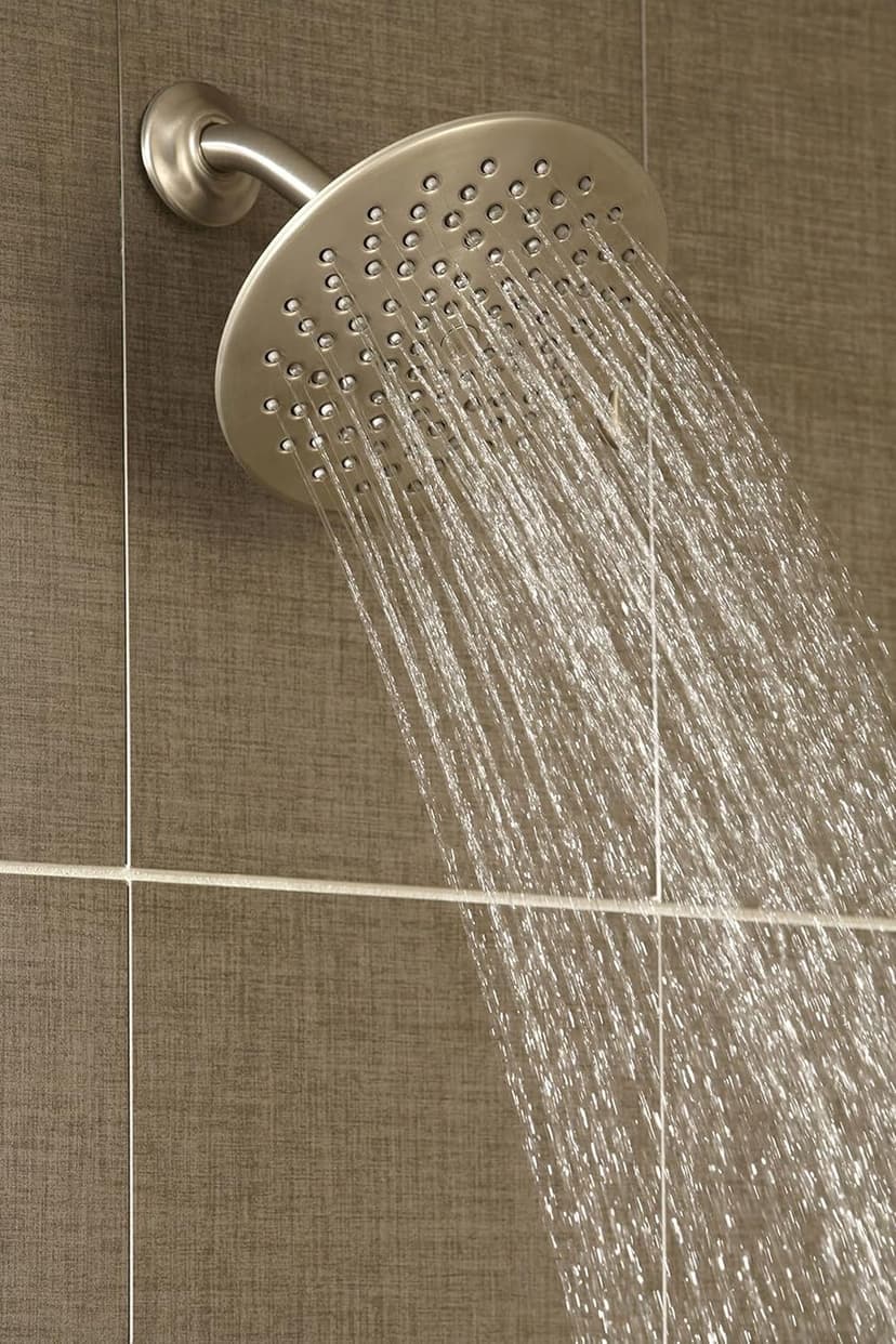 Moen Velocity Brushed Nickel Two-Function Rainshower 8-Inch Shower Head with Immersion Technology for a High-Pressure Rinse, S6320BN