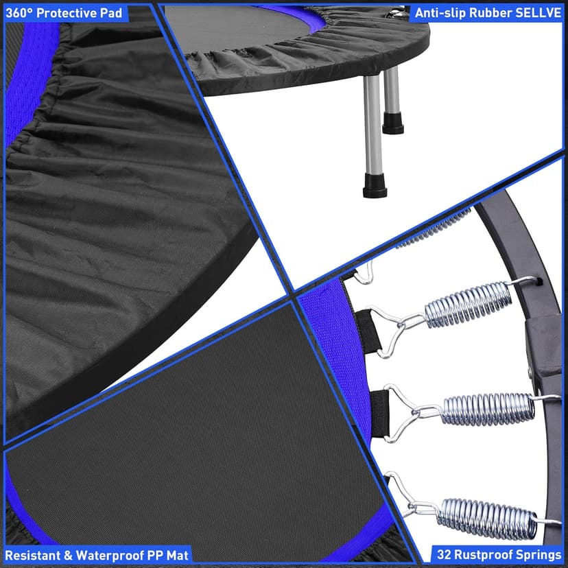 HYD-Parts 40" 48" Mini Trampoline for Adults and Kids Exercise Rebounder with Adjustable Bar Fitness Trampoline Indoor Max Load 330 440lbs
