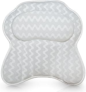 Bath Pillow for Tub, Luxury Bathtub Pillow Head and Neck Support, Relaxing Spa Cushion Head Rest for Tub, Bathtub Accessories for Women and Men with Quick Drying 3D Air Mesh Portable Washable