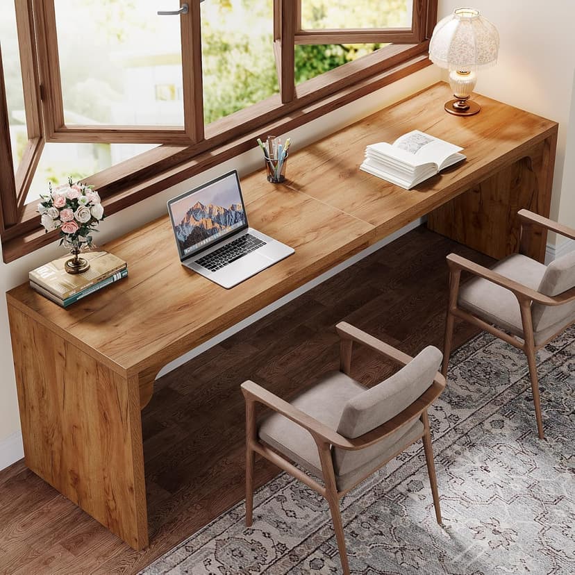 Tribesigns 78.7 Inches Long Computer Desk, Wooden Extra Long Desk, 2 Person Large Writing Table for Home Office, Brown
