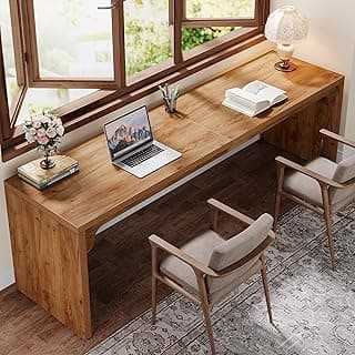 Tribesigns 78.7 Inches Long Computer Desk, Wooden Extra Long Desk, 2 Person Large Writing Table for Home Office, Brown