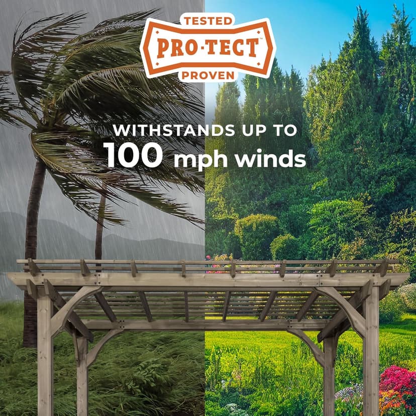 Backyard Discovery Somerville 14' x 10' Cedar Wood Pergola Kit with Trellis Roof, All-Season Durability, High-Wind Rating, PowerPort, Shade for Outdoor Patio, Deck, Garden, and Entertaining