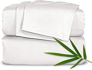 Queen Sheets by Pure Bamboo, Genuine 100% Organic Viscose Derived from Bamboo Bed Sheet Set, Luxuriously Soft & Cooling, Double Stitching, Lifetime Quality Promise (Queen, White)