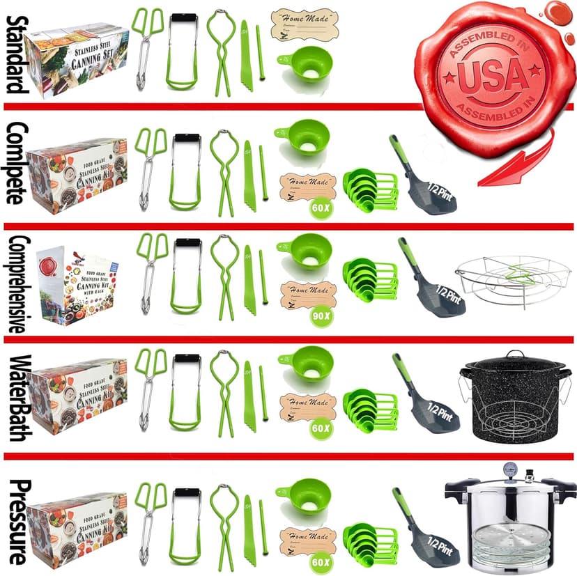 Supa Ant Pressure Canner 23 Qt with Canning Supplies Starter Kit - Canning Pressure Cooker with Gauge - Water Bath Canner Pot with Rack and Lid - Jar Lifter, XL Ladle, Jar Tongs, and Bubble Popper