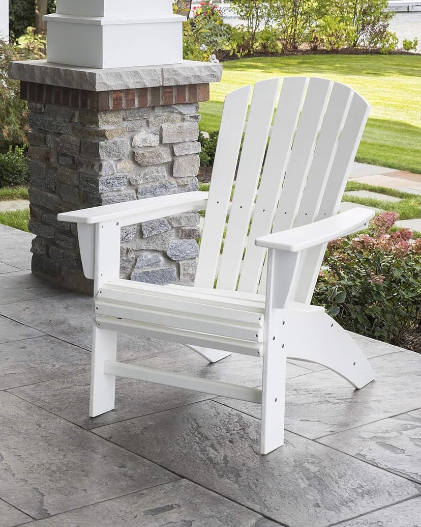 POLYWOOD Nautical Curveback Adirondack Chair, Heavy Duty HDPE Outdoor Patio Furniture, Fire Pit Chair for Deck, Lawn, Garden, Made in USA